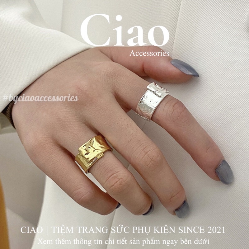 [HOẢ TỐC 1H] Nhẫn mạ bạc S925 thiết kế hoạ tiết mã 51 phong cách trendy Ciao accessories