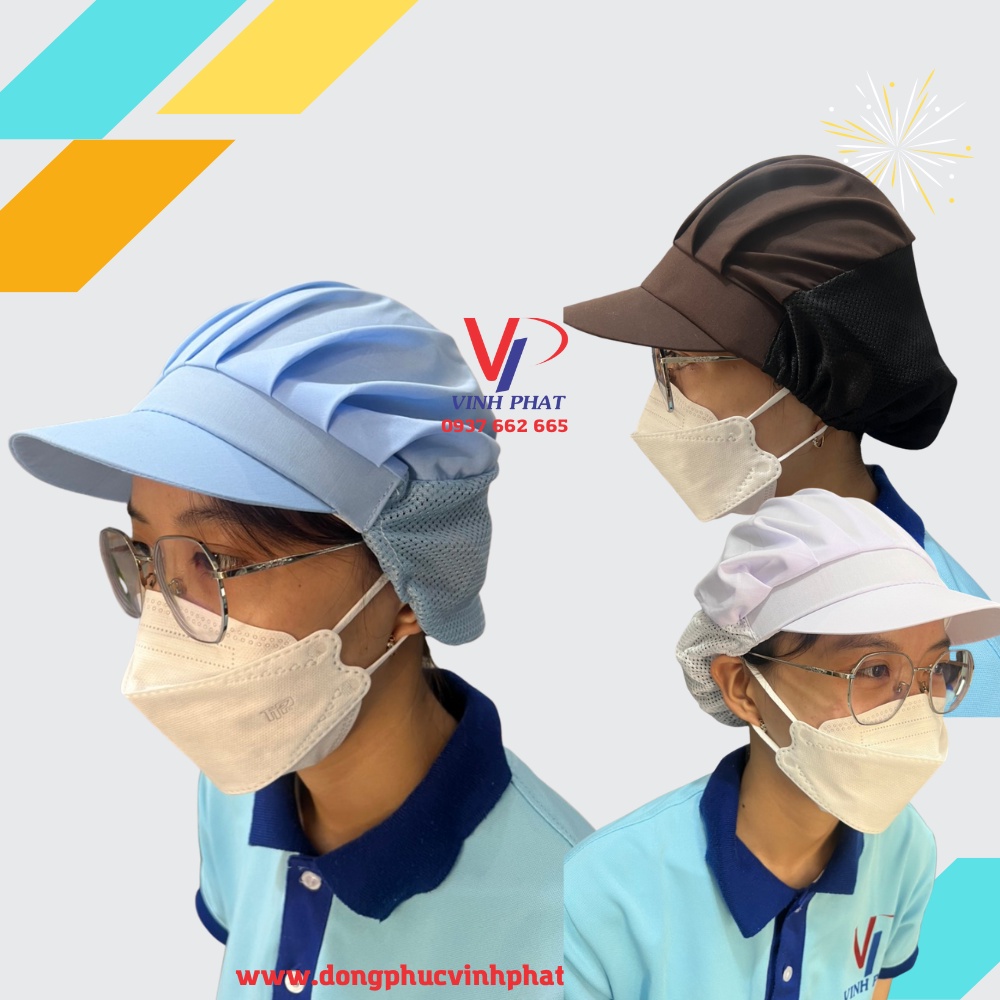 Nón vải lưới trùm tóc công nhân thủy sản, thực phẩm - Nón lưới trùm tóc công nhân sản xuất, Mũ trùm tóc y tế