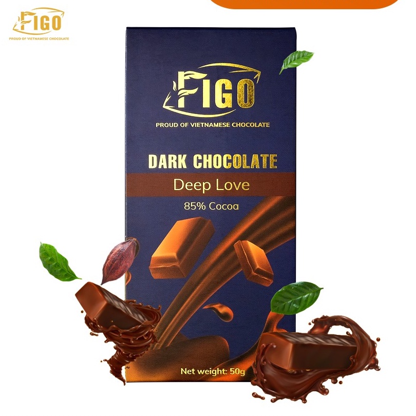 [Tặng Quà Kèm] Kẹo Socola thanh 100g đen đắng giảm cân 85% cacao Figo, bánh cho người tiểu đường, healthy, keto