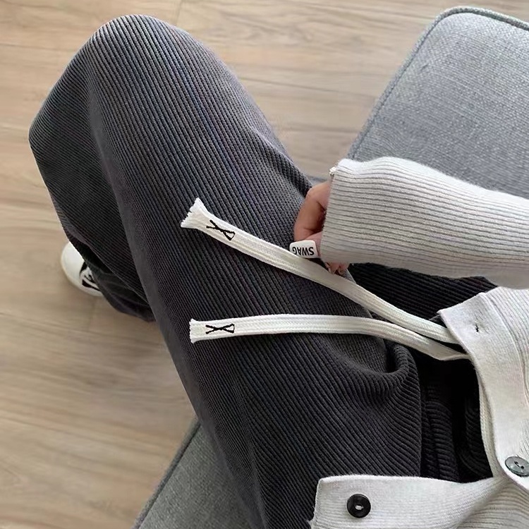 Quần dài SUXI ống rộng phối dây rút phong cách cổ điển thời trang dành cho nữ