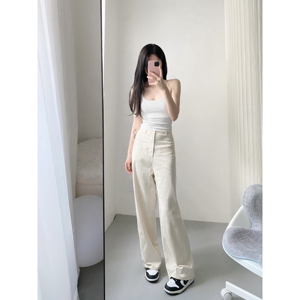 Quần Jean Trắng Sọc Tăm - Finy Jean