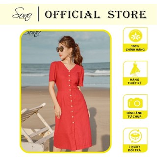 SONO - Đầm Linen Nút Gỗ Hàng Thiết Kế Chất Liệu Được Tuyển Chọn