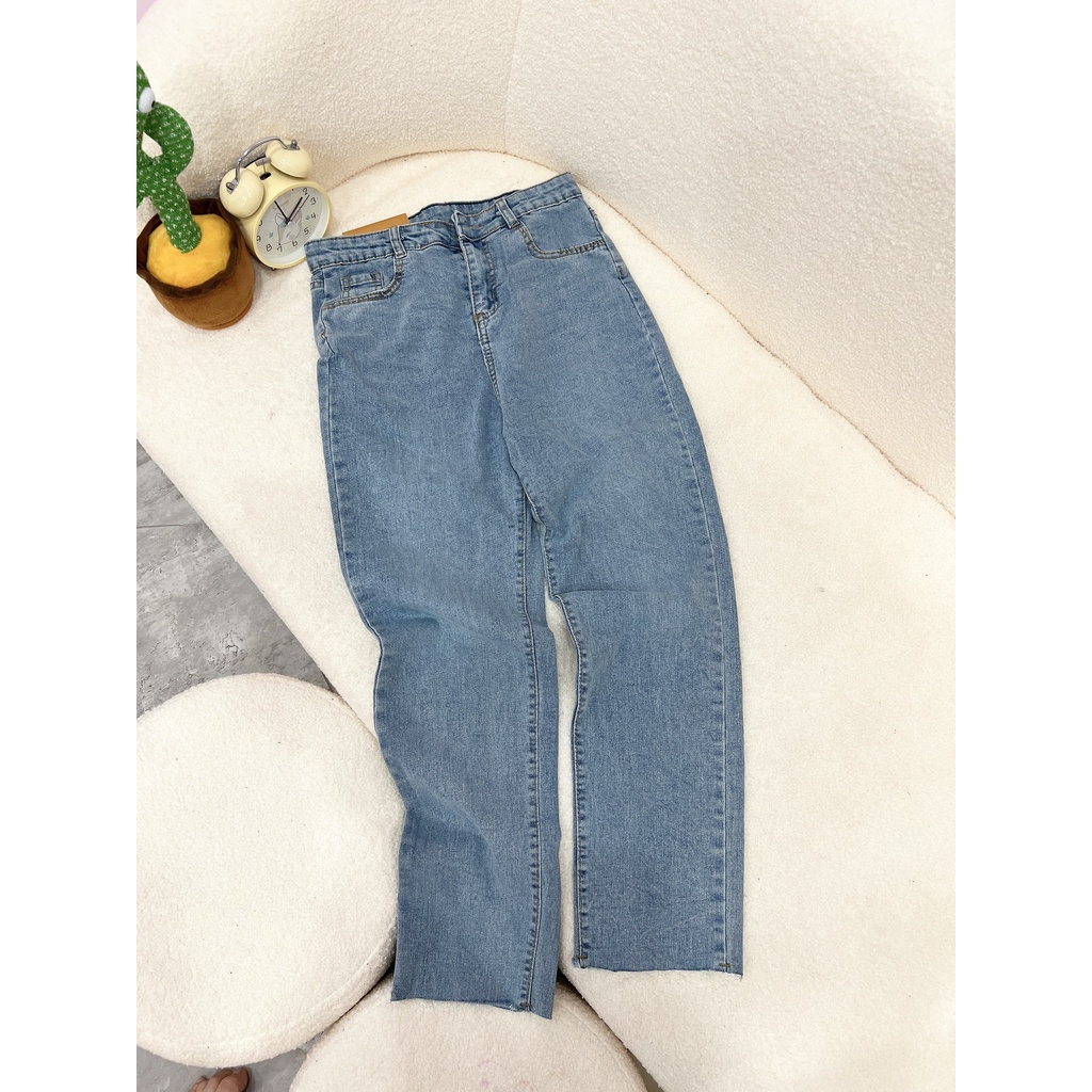 Quần jean nữ ống đứng bazic chất bò co giãn tốt phong cách Ulazzang-Minxy shop