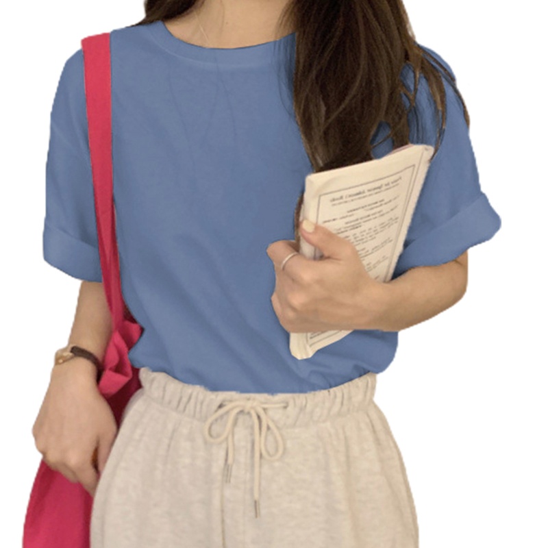 Áo Thun Tay Ngắn Cổ Tròn Màu Sắc Ngọt Ngào Thời Trang Mùa Hè Cho Nữ