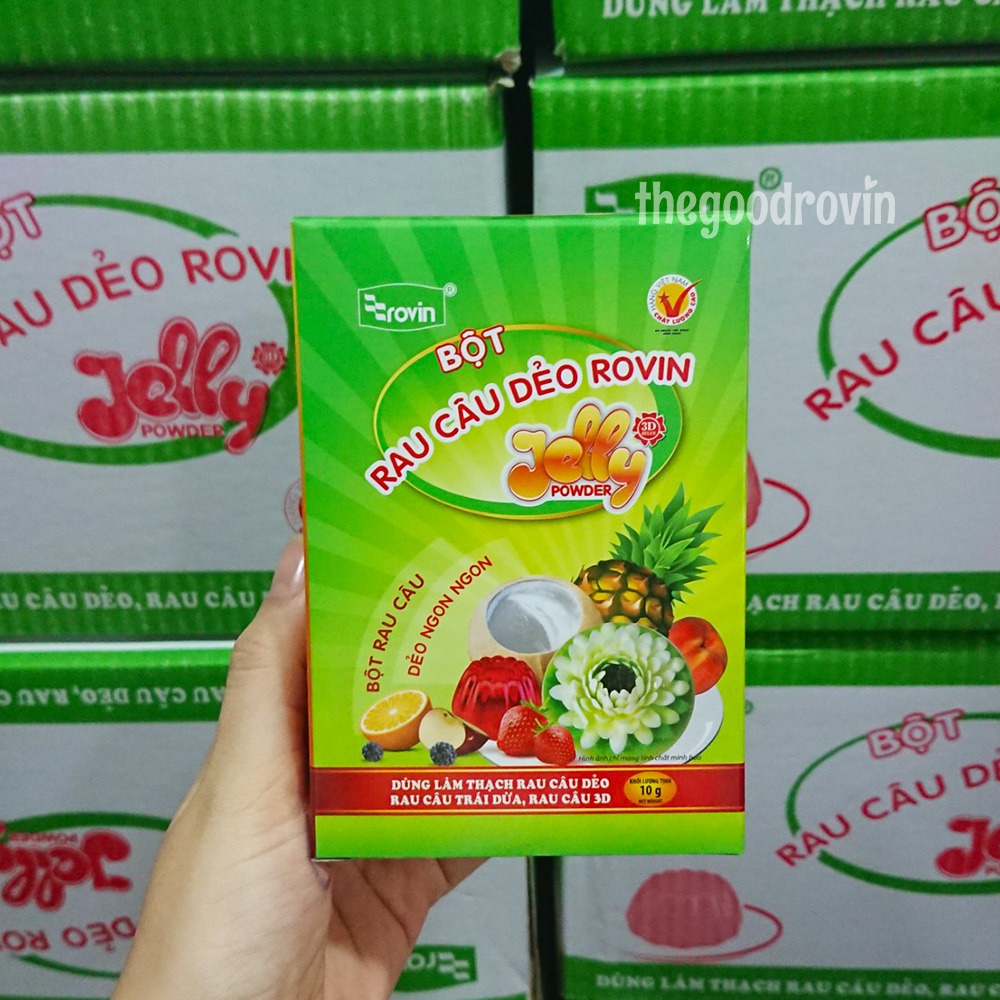 Bột Rau Câu Dẻo Rovin làm Thạch, Rau Câu, Miến, Bánh Cuốn Keto, Low Carb (Hộp 12 gói x 10g)
