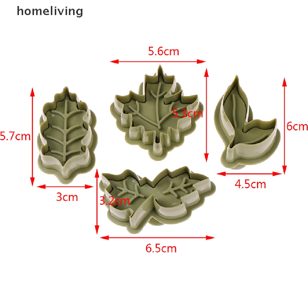 Bộ 4 Khuôn Cắt Bánh Quy Hình Chiếc Lá 3D Tiện Dụng Cho Nhà Bếp DIY