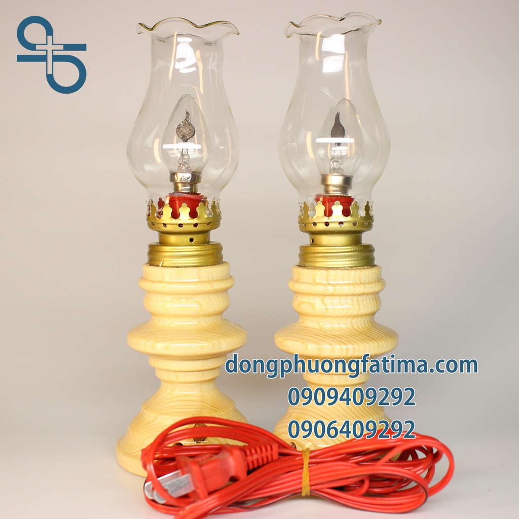 2 CÂY ĐÈN DẦU ĐIỆN (20CM) (Màu Gỗ Vàng Cát)