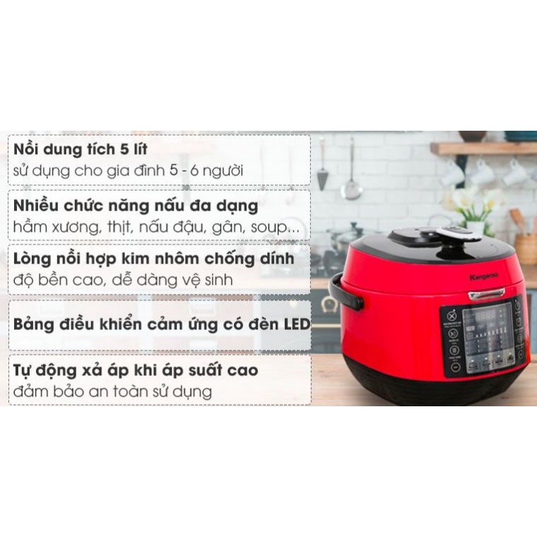 Nồi áp suất điện Kangaroo KG5P3 5 lít hàng trưng bày 98-99% chính hãng 100% bảo hành 12 tháng