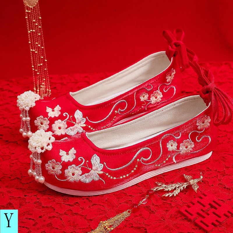 Giày Búp Bê Thêu Họa Tiết Phong Cách Trung Hoa Cổ Điển Cho Cô Dâu