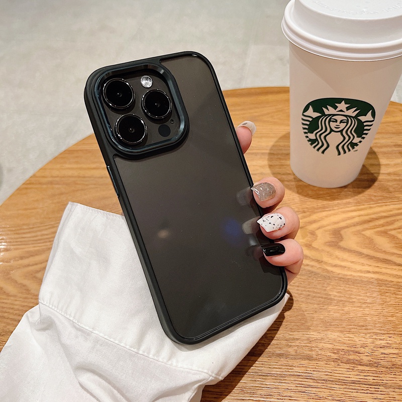 Ốp Điện Thoại Cứng Viền Thẳng Thời Trang Chống Sốc / Rơi Cho iPhone 14 13 12 11 Pro Max Plus