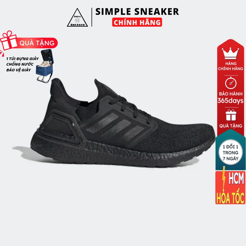 Giày Ultra Boost 20 Chính Hãng🔴FREESHIP🔴Adidas Ultraboost 20 Triple Black- Giày Adidas Chạy Bộ Tốt Nhất Thế Giới EG0691
