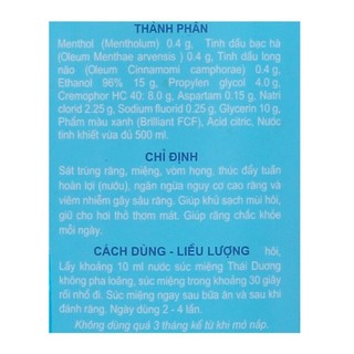 Nước Súc Miệng Bạc Hà Thái Dương 500 ml