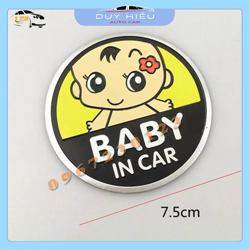 Tem xe Ô Tô Baby In Car bằng nhôm siêu dễ thương
