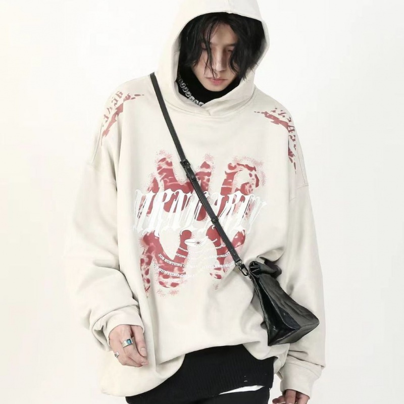 Plus Áo Hoodie Da Lộn Lót Nhung Dày Dặn In Họa Tiết Graffiti Phong Cách Đường Phố Mỹ Thời Trang Thu Đông Cho Nam Và Nữ