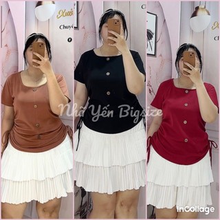 Áo thun cổ U rút dây hai bên siêu dễ thương