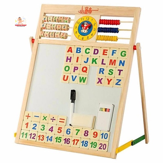 Kệ Đa Năng Thông Minh-Bảng Gỗ Ghép Chữ Cái Và Số Từ Tính Nam Châm 2 Mặt Education Board Cho Bé Phát Triển Trí Tuệ