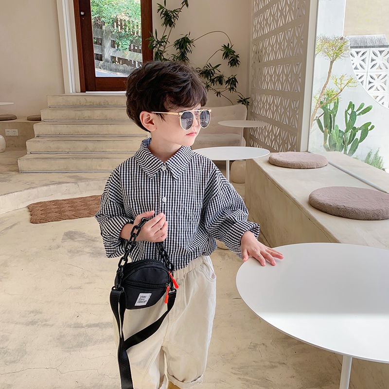 Túi Đeo Chéo Mini Hình Tròn Bằng Vải Bạt Thời Trang Hàn Quốc 2022 Phong Cách Đường Phố Mới Cho Bé Trai