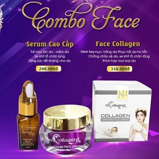 Bộ dưỡng trắng da - Kem face tím serum cao cấp ngừa mụn Ncollagen 35g