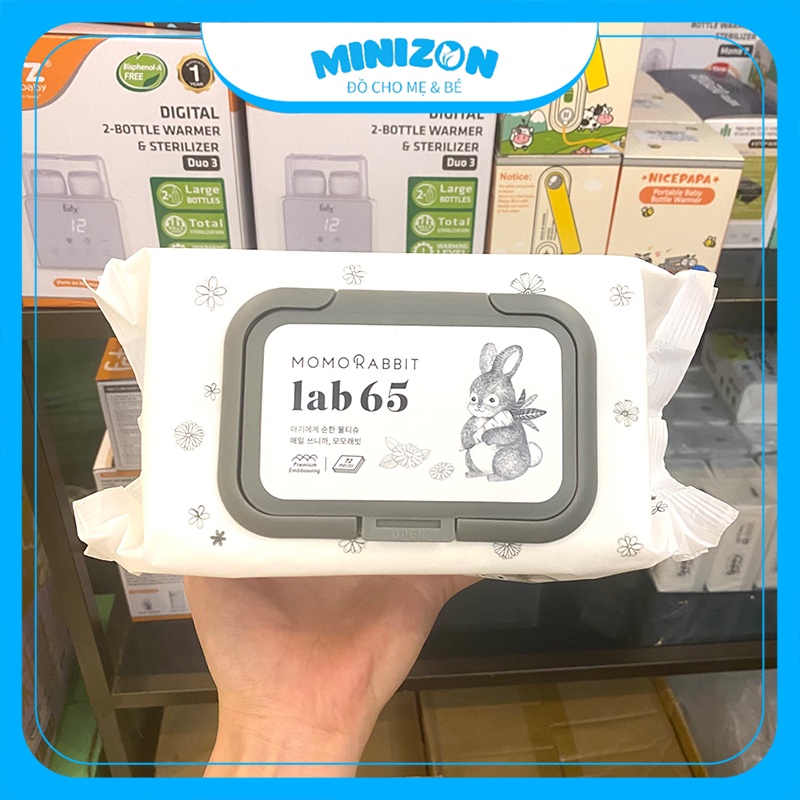 Khăn Ướt Momo Rabbit Sợi Thiên Nhiên Cao Cấp Hàn Quốc Lab65 loại 72 tờ