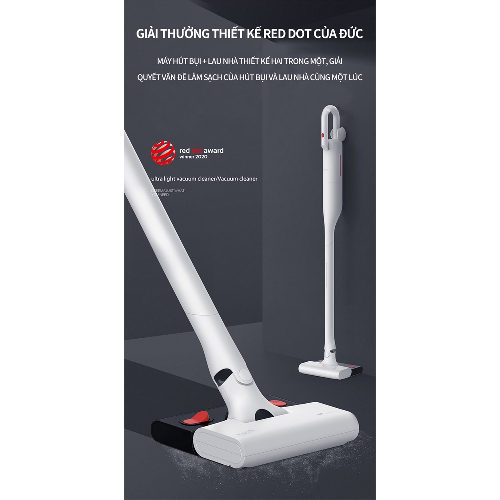 Máy hút bụi cầm tay Xiaomi Deerma VC01, công suất hút 100W, 2in1 lau và hút sạch mọi bụi bẩn, bảo hành 12 tháng