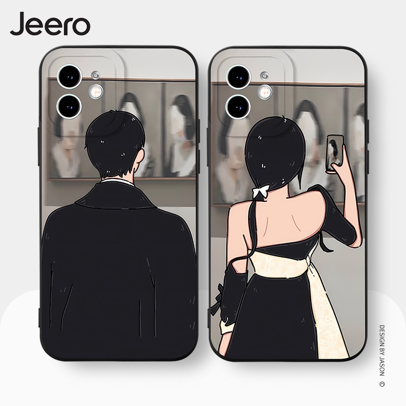 Ốp lưng JEERO chống bẩn ngộ nghĩnh hài hước độc lạ hoạt hình cặp đôi dễ thương đẹp mềm Cho iPhone 15 14 13 12 11 Pro Max SE 2020 X XR XS 8 7 ip 6S 6 Plus kute HFE1499
