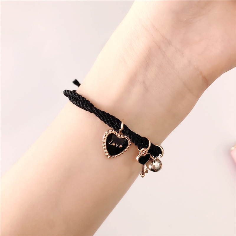 Set 2 Vòng Tay Dây Bện Mặt Hình Hoạt Hình Có Nam Châm Thời Trang Cho Cặp Đôi / Tình Bạn