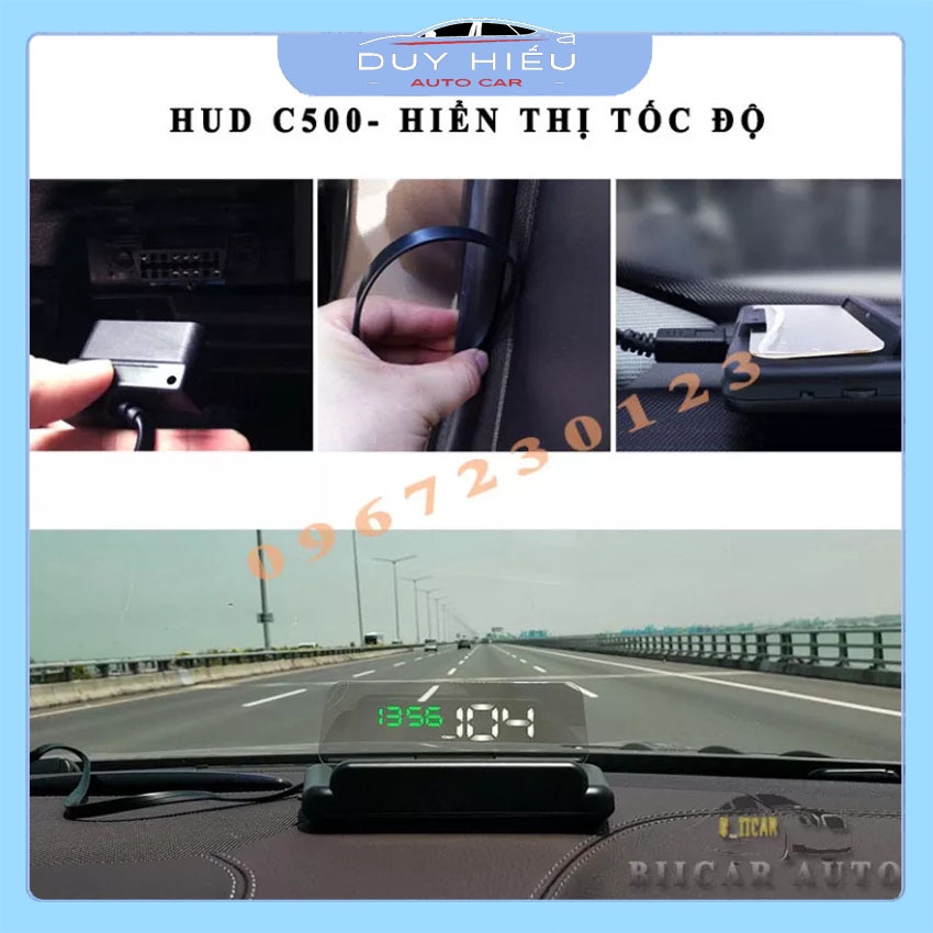 Bộ Hiển Thị Tốc Độ Trên Kính Lái HUD C500 Cắm Cổng OBD II Cao Cấp Led Và Cảm Biến Ánh Sáng Nhạy- Do choi xe hoi uy tin