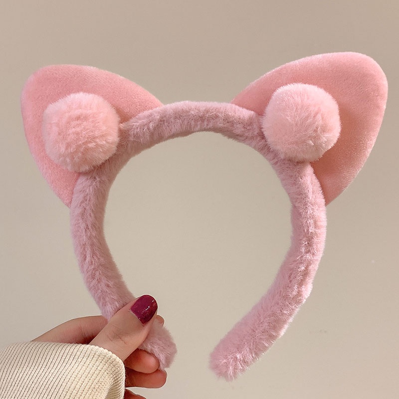 Băng Đô Cài Tóc Phủ Lông Chống Trượt Họa Tiết Hoạt Hình Thời Trang Thu Đông Cho Nữ