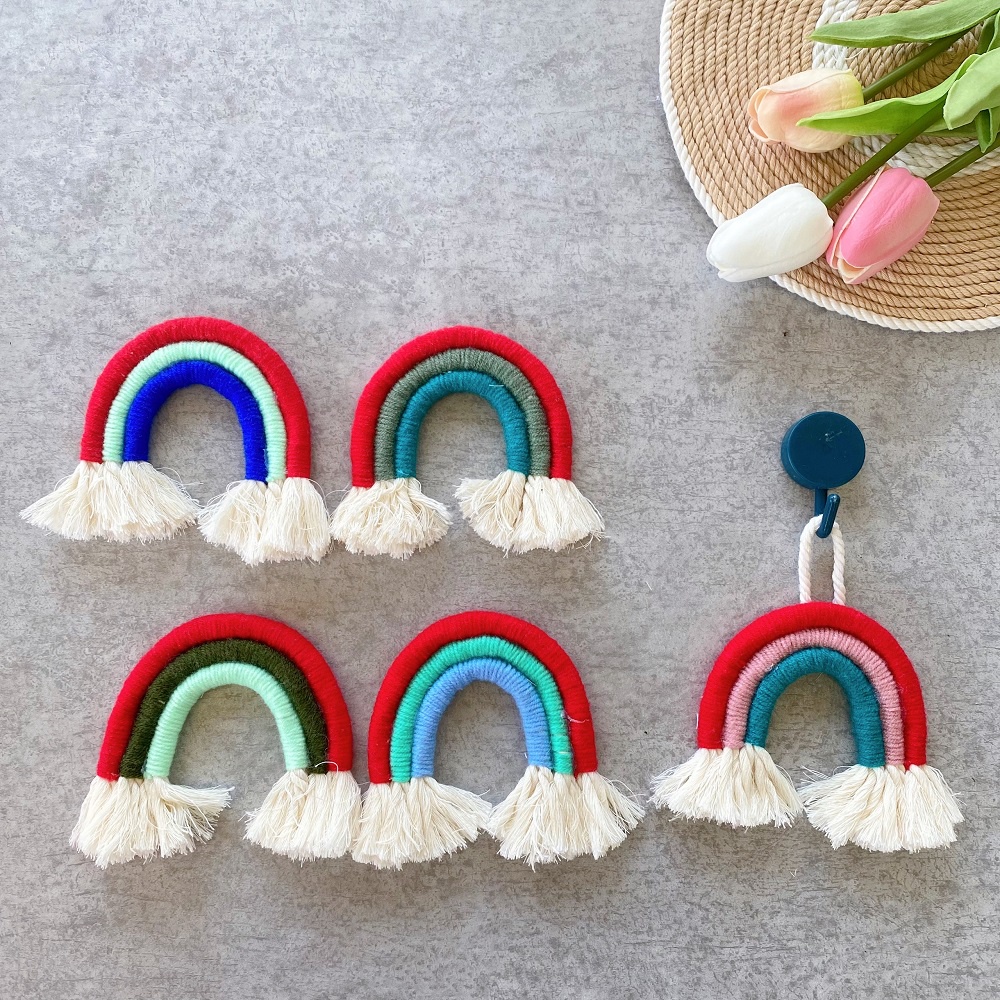 Cầu vồng 9cm Macrame treo tường, trang trí
