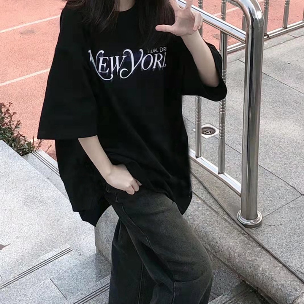 NRVP Áo Thun Unisex Mùa Hè Dáng Suông Tay Cộc Phong Cách Hàn Quốc Cho Nam Nữ