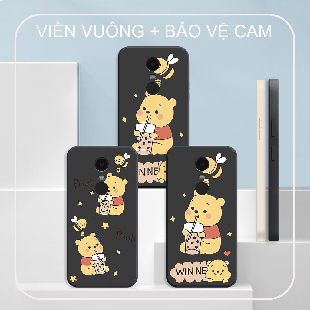 Ốp Lưng Cạnh Vuông, Bảo Vệ Cam.Xiaomi Note 4/ Note 4x / Redmi 5 Plus in hình Gấu, Ong Nâu nâu