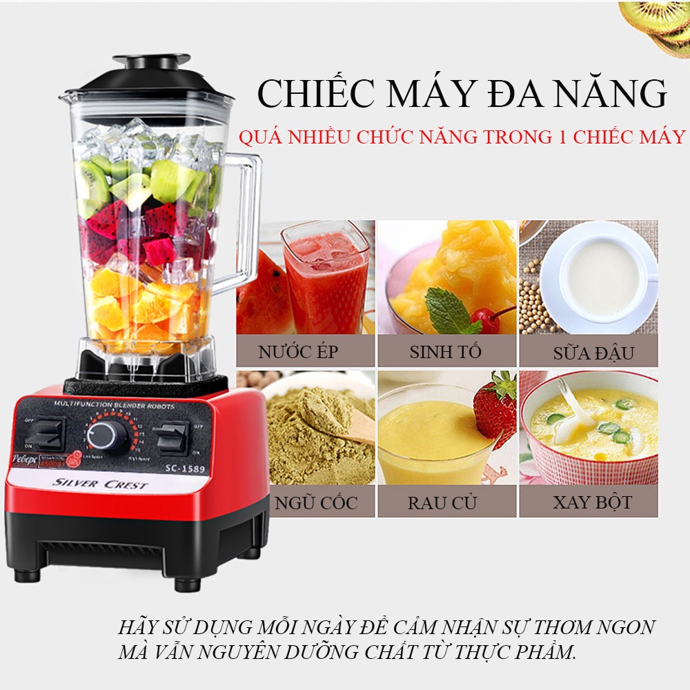 Máy xay sinh tố công nghiệp KAW - Hàng Chính Hãng, Công Suất 5500W, Lưỡi Dao Thép Chống Gỉ