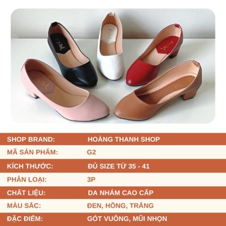 Giày Cao Gót Đế Vuông 3cm Mũi Nhọn Basic Màu Đen Hoàng Thanh G2
