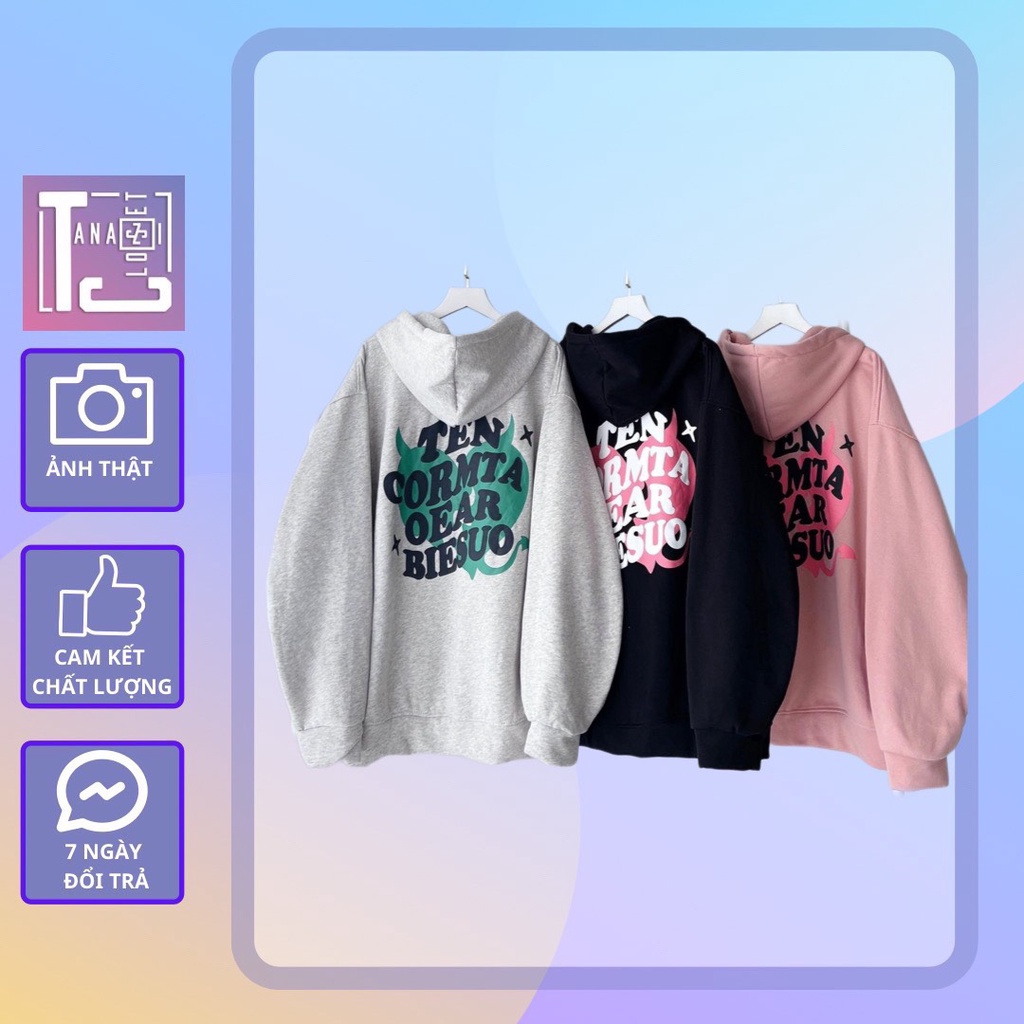 Áo khoác tay dài form rộng in chữ Ten (ảnh thật tại shop) TanaziCloset