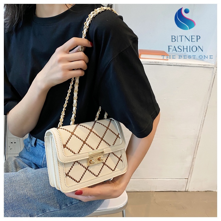 Túi xách đeo chéo nữ BITNEP FASHION thiết kế hoạ tiết kẻ,đi chơi đi du lịch DT003