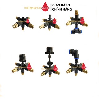 Béc phun sương đồng 5 hướng kết nối nhiều  tùy chọn phun sương tưới lan tưới cây làm mát đầu béc chỉnh được tia - MHL