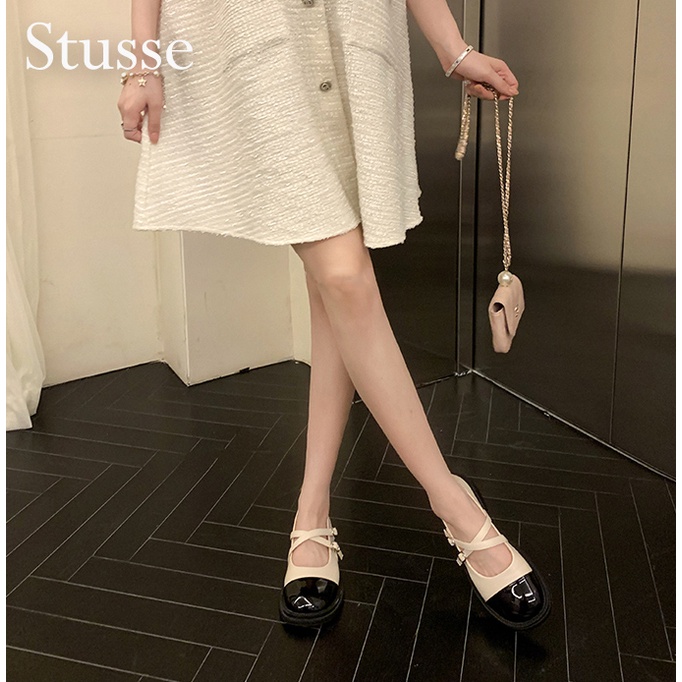 Giày Cao Gót Mary Jane Nữ Quai Chéo Gót Vuông 3cm Retro Thời Trang - GD011