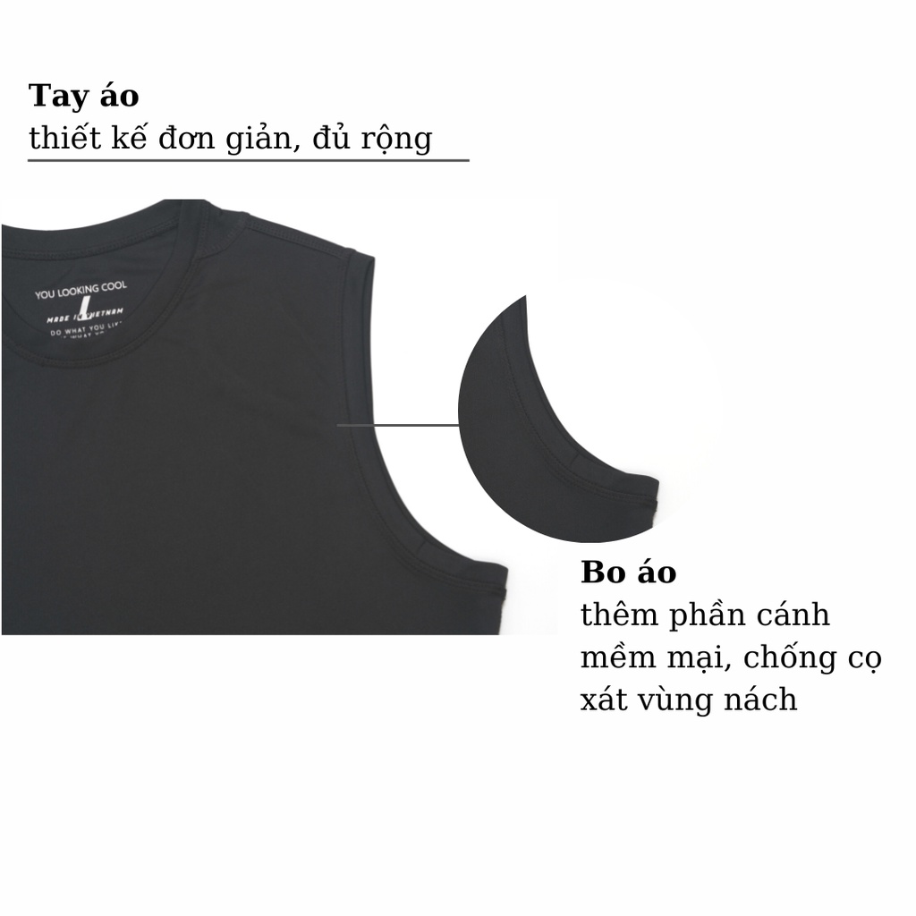 Áo thun tanktop thể thao nam trơn cổ tròn HUDOMAN form slimfit sát nách vải thun lạnh thông thoáng thoải mái vận động
