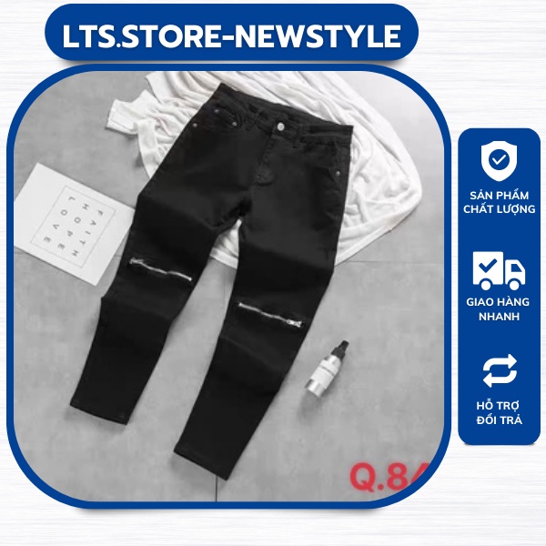 Quần jeans nam rách gối có khóa kéo cực chất, vải bò co dãn dày dặn hàng xuất xưởng mới nhất