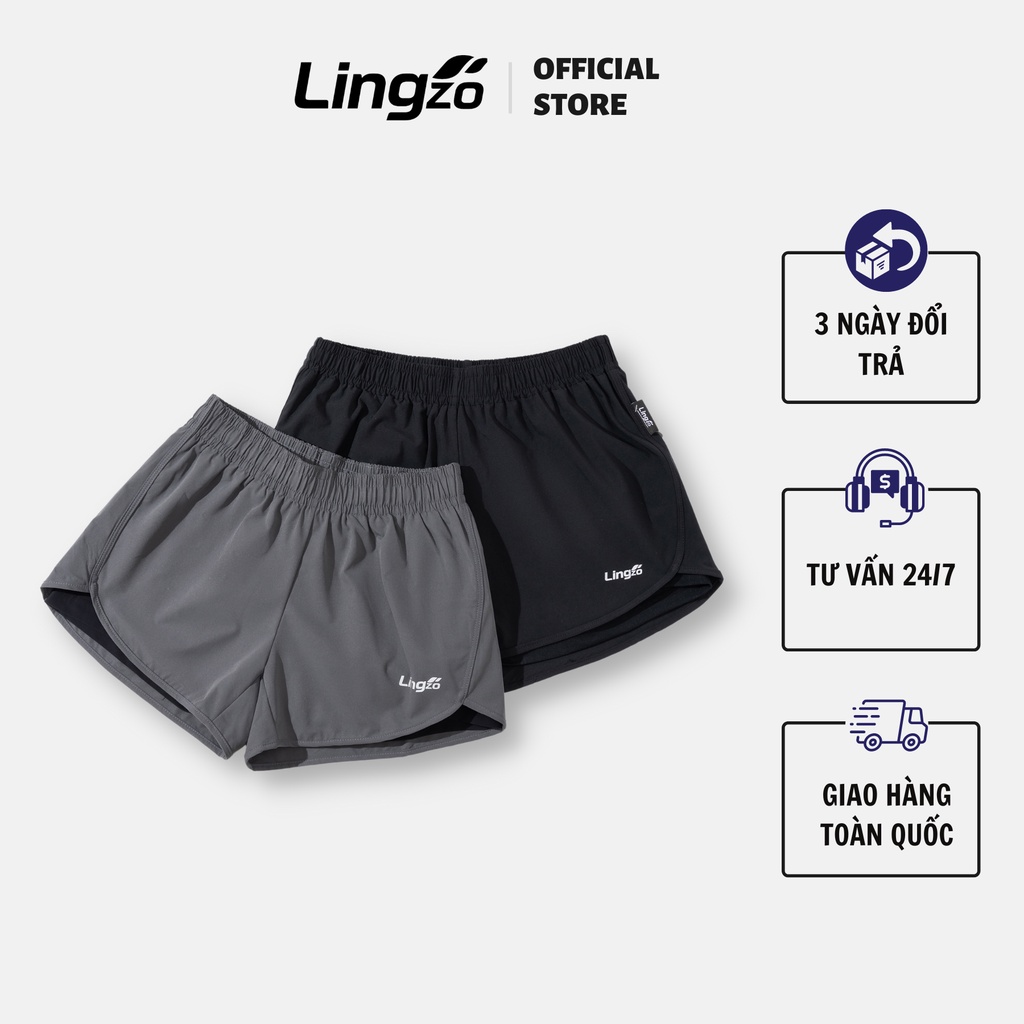 Quần tập nữ 2 lớp thể thao LINGZO vải gió siêu nhẹ thoáng mát quần short thể thao nữ chạy bộ tập gym