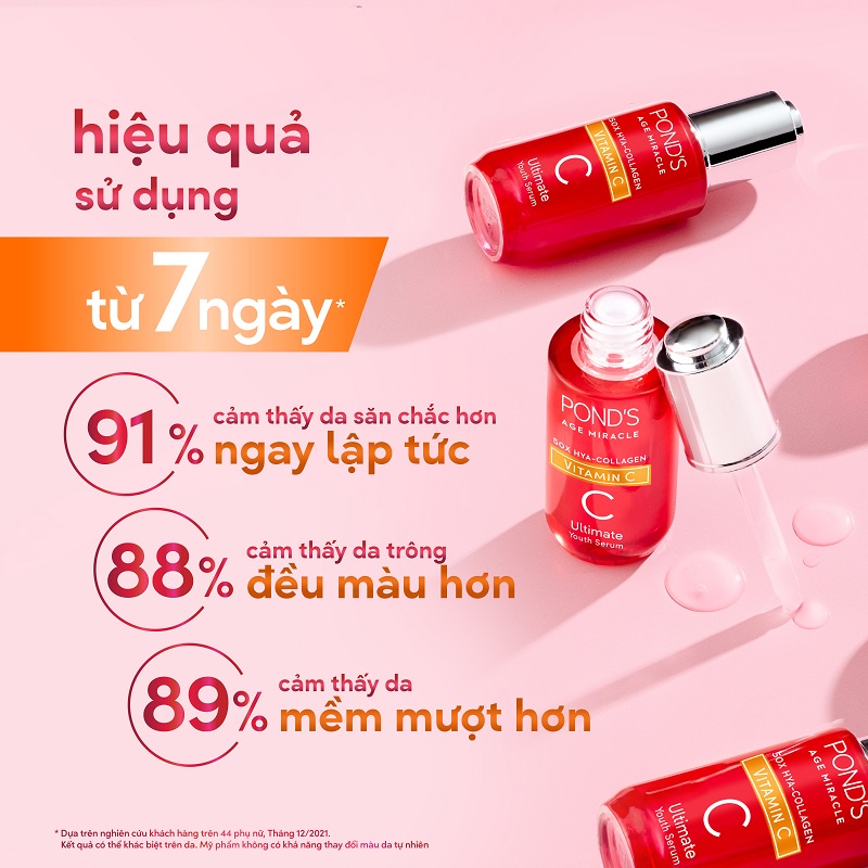 Serum tinh chất dưỡng sáng mờ đốm nâu POND'S Age Miracle Ultimate Youth với Vitamin C HA Collagen 30g