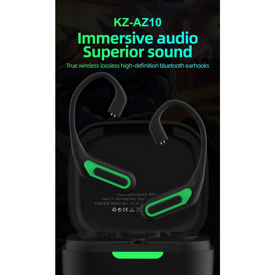 KZ AZ10 Cáp Tai Nghe Nhét Tai Không Dây Bluetooth  5.2  HIFI Tai Tai Nghe Thể Thao Loại Bỏ Tiếng Ồn