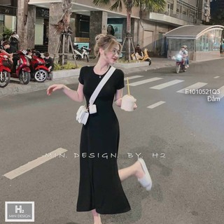 Đầm zip xòe xẻ tà dáng dài cổ tròn tay con siêu thời trang!