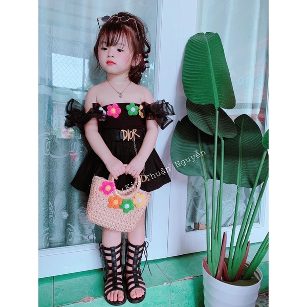 Set Áo hoa trễ vai va cv cho bé gái