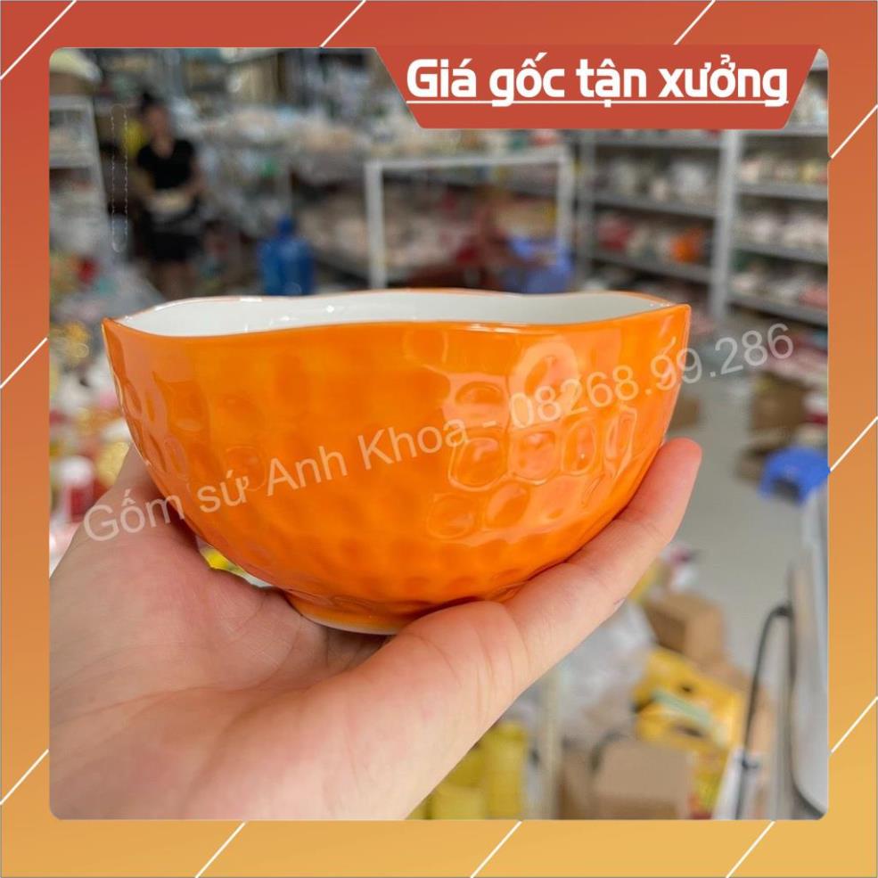 Siêu Sale -  Bộ Chén Dĩa Sứ Bát Ăn Cơm Đĩa Sứ Decor cao cấp Bộ bát đĩa màu cam 17 món cute.