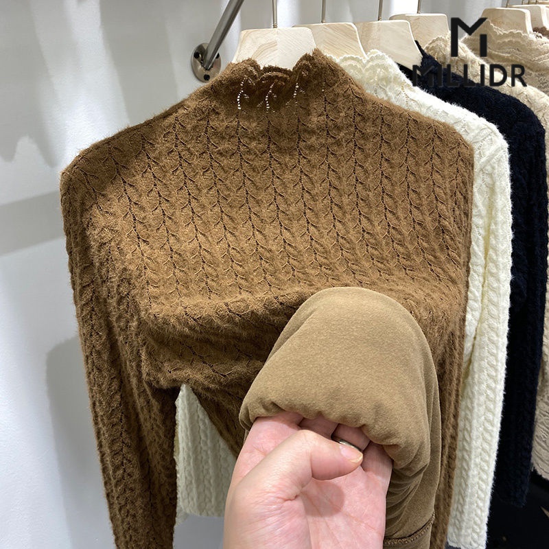 Áo Lót Lông Cừu Dày Phối Ren Thời Trang Cho Nữ
