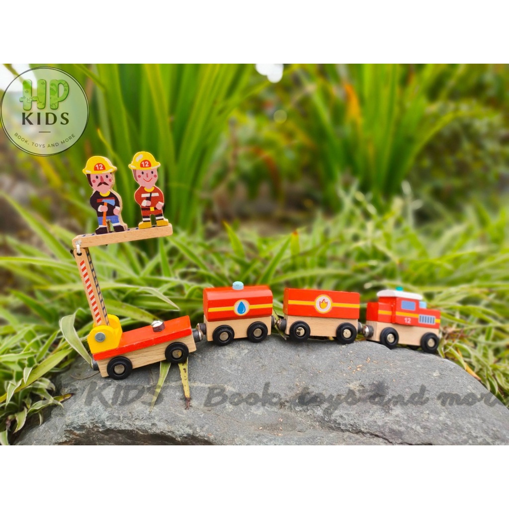 Đồ chơi gỗ việt nam xuất khẩu châu âu - Đoàn tàu cứu hỏa- xe đồ chơi