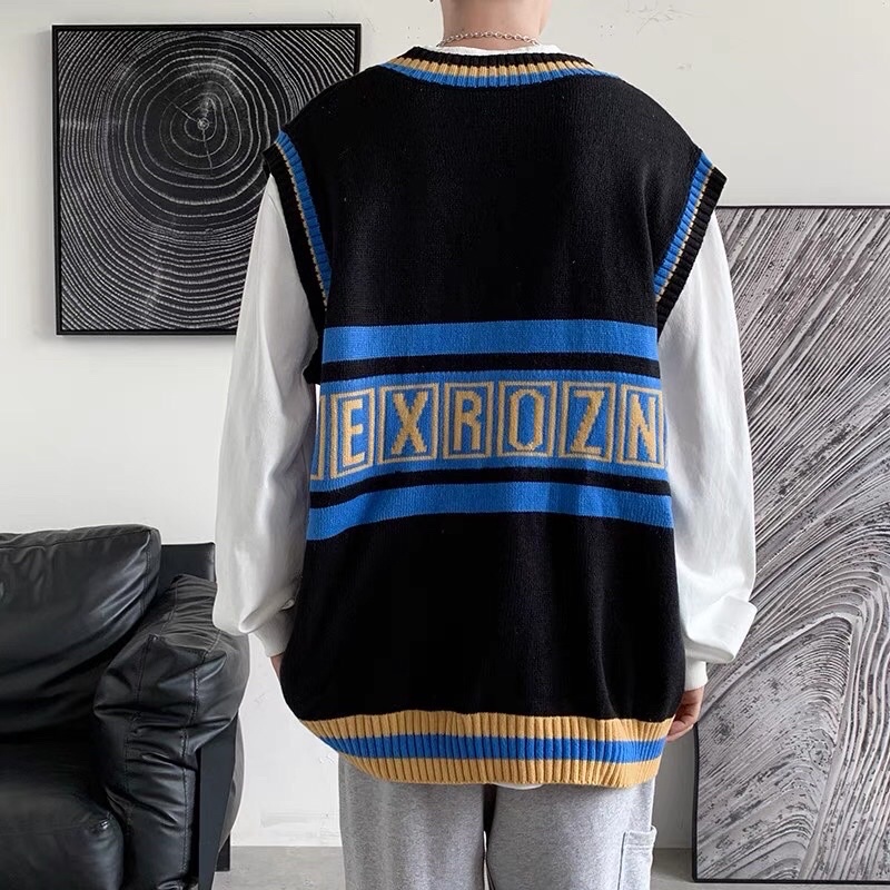 Áo Gile Nam Nữ Phối Hoạ Tiết Phong Cách Hàn Quốc