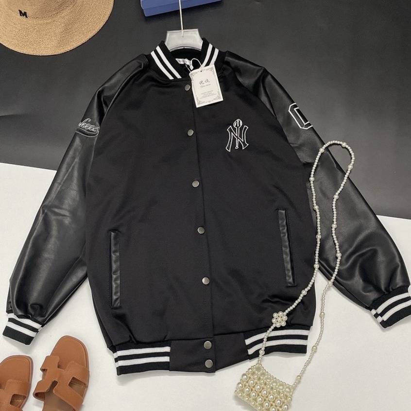 Áo Khoác Bomber NEW YORK - Phong Cách Nam Nữ Chất Nỉ Bông Cotton