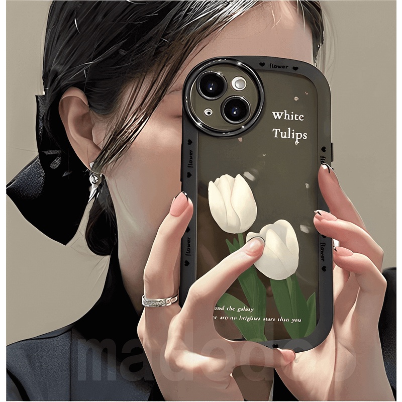 Oval Casing Redmi Note 12 12S 11 Pro+ 11S 10S 9S 11 10 8 9 9A 9C 12C 10C 9T Pro POCO X5 X3 M5 M3 C40 11T ins Cute Tulip Flowers Fine Hole Lens Protection Airbag Shockproof Anti-fall Soft Phone Case DYJ 09